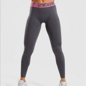 Gymshark flex leggings S grey w/pink waistband